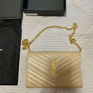 Yves Saint Laurent Large Grain de Poudre Wallet on Chain
